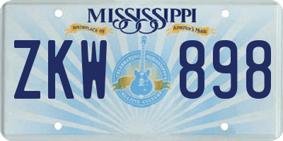 MS license plate ZKW898