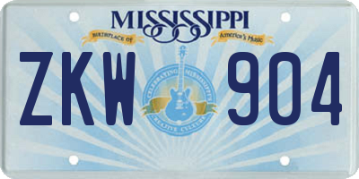 MS license plate ZKW904