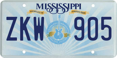MS license plate ZKW905