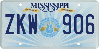 MS license plate ZKW906