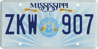 MS license plate ZKW907