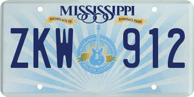 MS license plate ZKW912