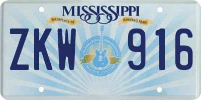 MS license plate ZKW916