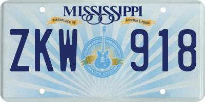 MS license plate ZKW918