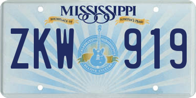 MS license plate ZKW919
