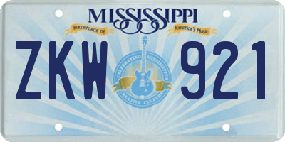 MS license plate ZKW921