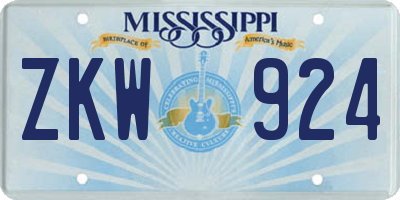 MS license plate ZKW924