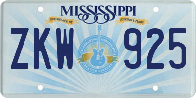 MS license plate ZKW925