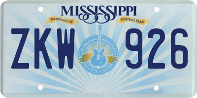MS license plate ZKW926