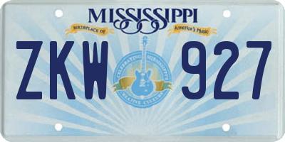 MS license plate ZKW927