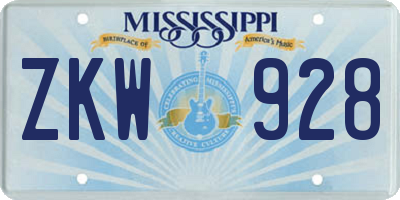 MS license plate ZKW928
