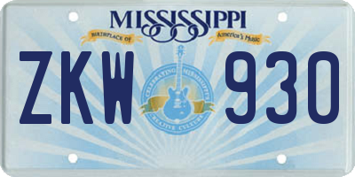 MS license plate ZKW930