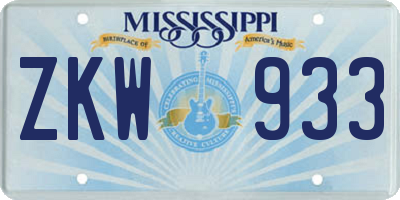 MS license plate ZKW933