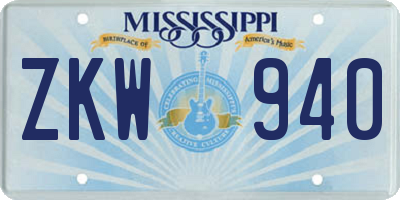 MS license plate ZKW940