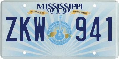 MS license plate ZKW941
