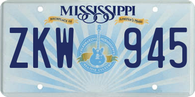 MS license plate ZKW945