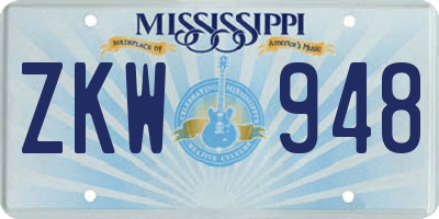 MS license plate ZKW948