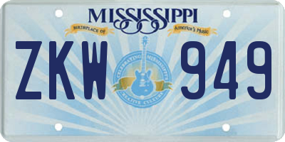 MS license plate ZKW949