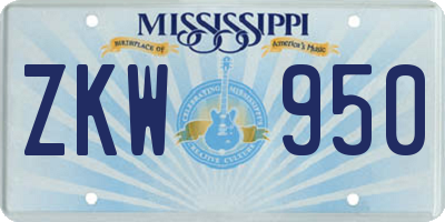 MS license plate ZKW950