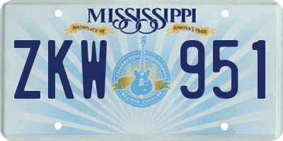 MS license plate ZKW951
