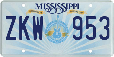 MS license plate ZKW953