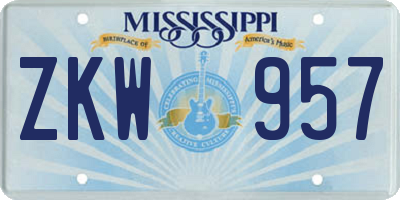 MS license plate ZKW957
