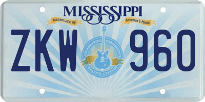 MS license plate ZKW960