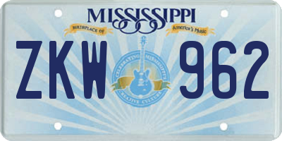 MS license plate ZKW962