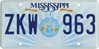 MS license plate ZKW963