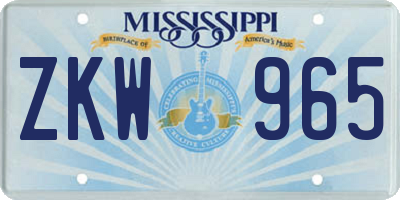 MS license plate ZKW965