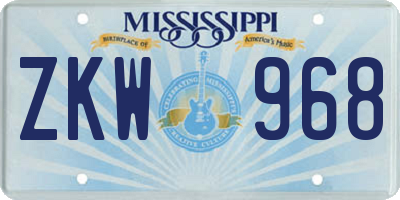 MS license plate ZKW968