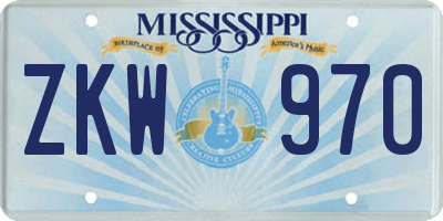 MS license plate ZKW970