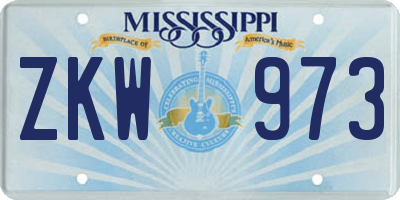 MS license plate ZKW973