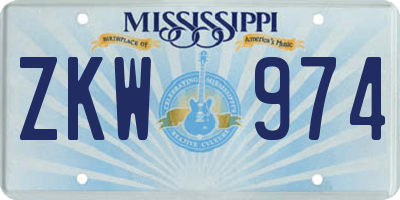 MS license plate ZKW974