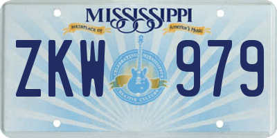 MS license plate ZKW979
