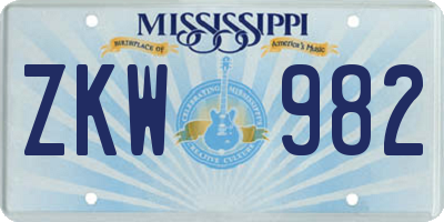 MS license plate ZKW982