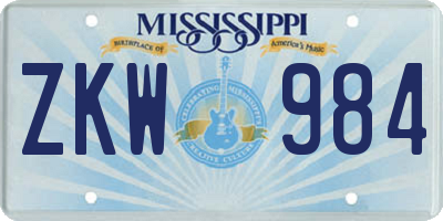 MS license plate ZKW984