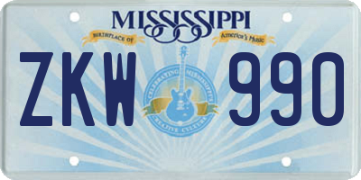 MS license plate ZKW990