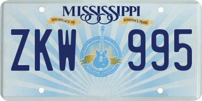 MS license plate ZKW995