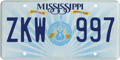 MS license plate ZKW997