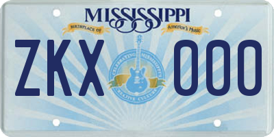 MS license plate ZKX000