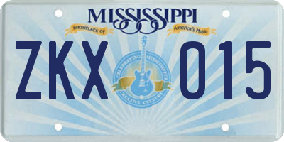 MS license plate ZKX015