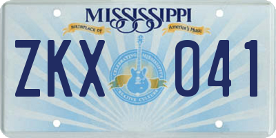 MS license plate ZKX041
