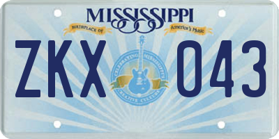 MS license plate ZKX043