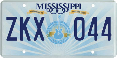 MS license plate ZKX044