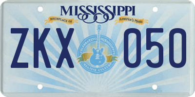 MS license plate ZKX050