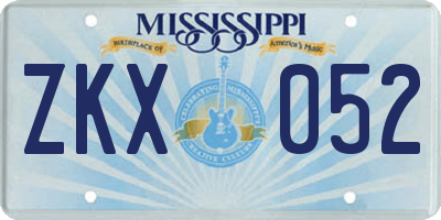 MS license plate ZKX052