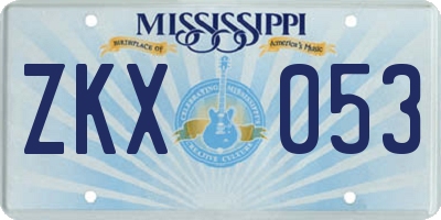 MS license plate ZKX053