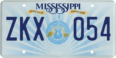 MS license plate ZKX054