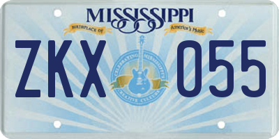 MS license plate ZKX055